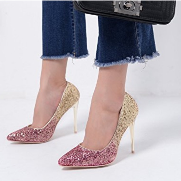 MERCURY Pink & Gold Glitter Pumps - Picture 3 of 4